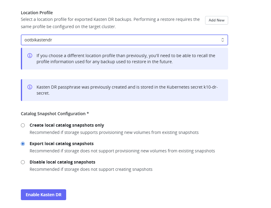 Catalog Snapshot Configuration