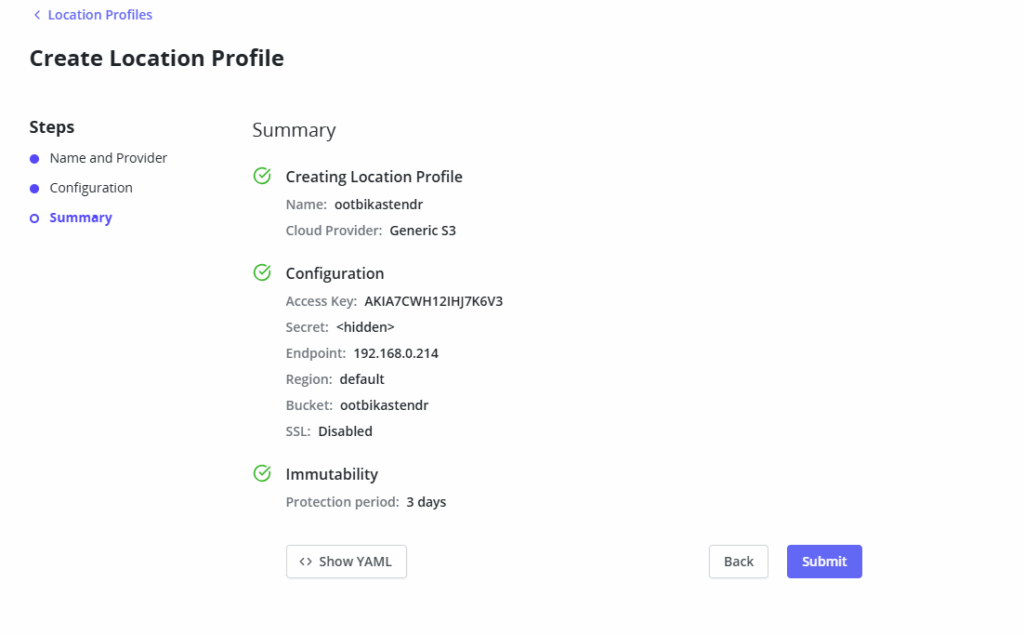 Location Profile Created